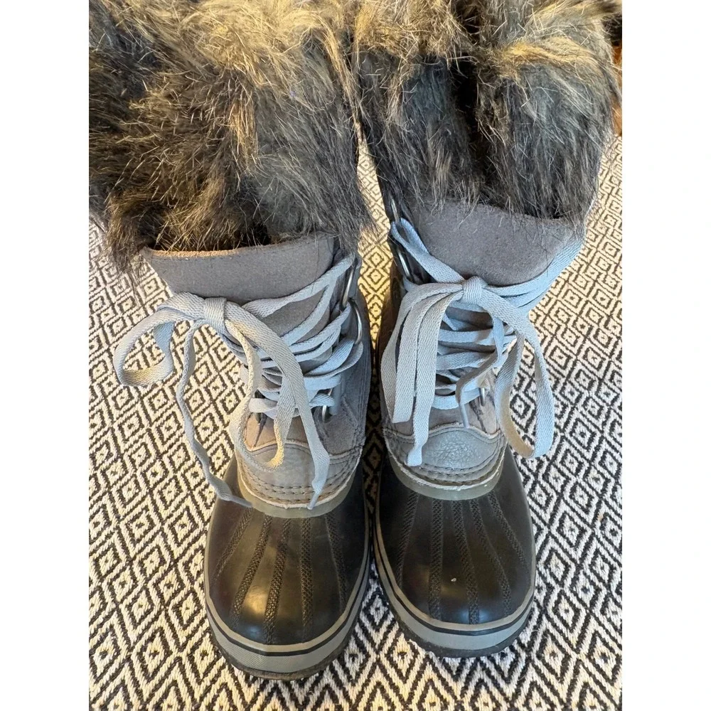 Sorel Joan of Arctic Waterproof Winter Boots Grey Faux Fur NL3481-052 Womens 8